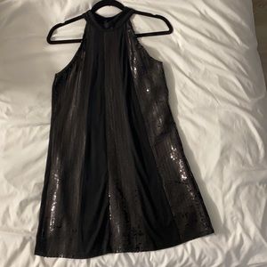 Black Mini Sequin Stripped Dress